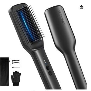 Umitec, Hair Straightener Brush, Fast Heat, Adjustable Temp, All Hair Types, NEW